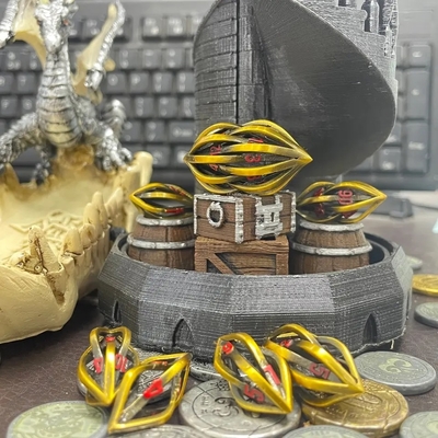 थ्रीडी प्रिंटिंग Cthulhu खोखले धातु पासा 7Piece सेट ड्रैगन और गुफा डीएनडी आरपीजी