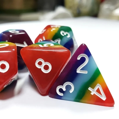 7 लेयर इंद्रधनुष हस्तनिर्मित राल पासा क्रूसन और गुफा DND#RPG