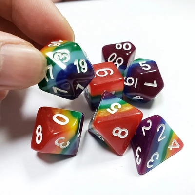 7 लेयर इंद्रधनुष हस्तनिर्मित राल पासा क्रूसन और गुफा DND#RPG