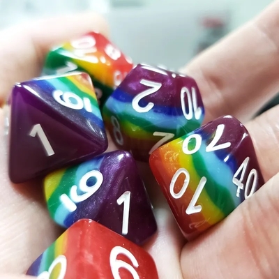 7 लेयर इंद्रधनुष हस्तनिर्मित राल पासा क्रूसन और गुफा DND#RPG