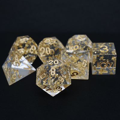 हस्तशिल्प सोने की पन्नी राल आरपीजी पासा सेट ड्रैगन और डक्ट#Dnd#Rpg#Coc