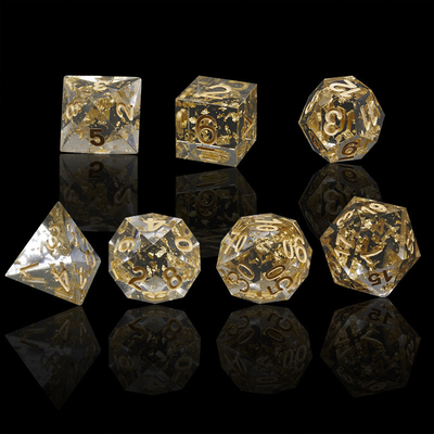 हस्तशिल्प सोने की पन्नी राल आरपीजी पासा सेट ड्रैगन और डक्ट#Dnd#Rpg#Coc