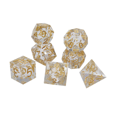 हस्तशिल्प सोने की पन्नी राल आरपीजी पासा सेट ड्रैगन और डक्ट#Dnd#Rpg#Coc