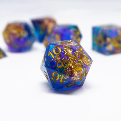 ब्लू गोल्ड फोइल राल दांव सेट अनुकूलित विभिन्न रंग#Rpg#Dnd#Coc