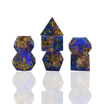 ब्लू गोल्ड फोइल राल दांव सेट अनुकूलित विभिन्न रंग#Rpg#Dnd#Coc