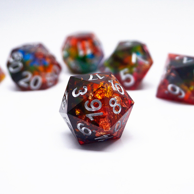 लाल सोने की पन्नी राल पासा सेट हस्तशिल्प कस्टम रंग#Rpg#Dnd#Coc