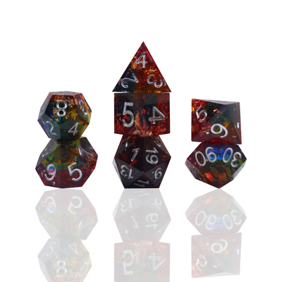 लाल सोने की पन्नी राल पासा सेट हस्तशिल्प कस्टम रंग#Rpg#Dnd#Coc