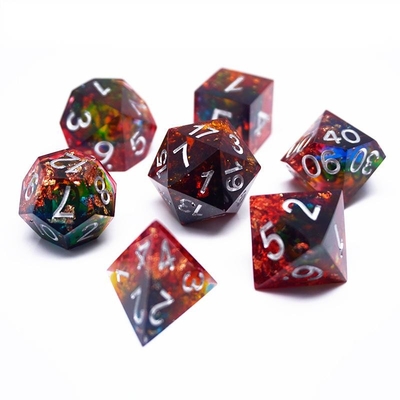 लाल सोने की पन्नी राल पासा सेट हस्तशिल्प कस्टम रंग#Rpg#Dnd#Coc