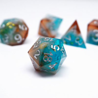 स्वर्ण पन्नी राल पासा सेट डिजिटल मल्टी-फेसेटेड टेबल गेम #Rpg#Dnd#Coc
