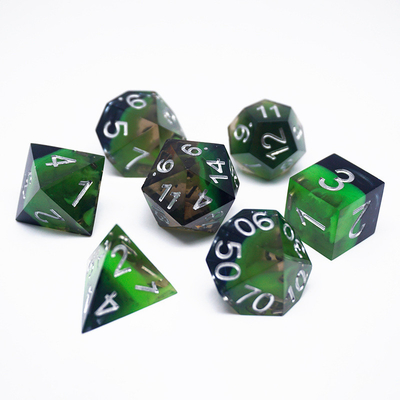 हरे रंग के राल डिजिटल पासा सेट बहुआयामी टैबलेट गेम पासा#rpg#dnd#coc