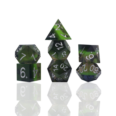 हरे रंग के राल डिजिटल पासा सेट बहुआयामी टैबलेट गेम पासा#rpg#dnd#coc