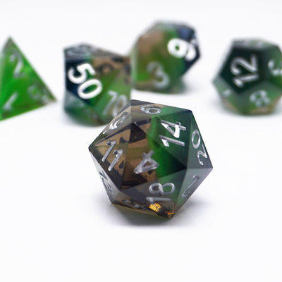 हरे रंग के राल डिजिटल पासा सेट बहुआयामी टैबलेट गेम पासा#rpg#dnd#coc