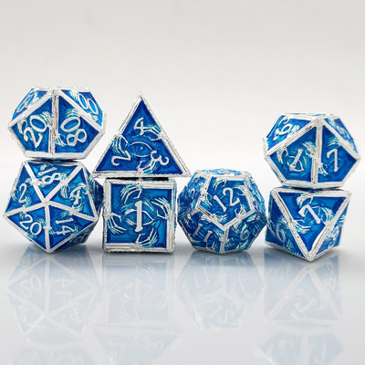 लक्जरी धातु बहुआयामी पासा 8 सक्रिय रंग TRPG Dungeons और ड्रैगन Dnd धातु पासा सेट