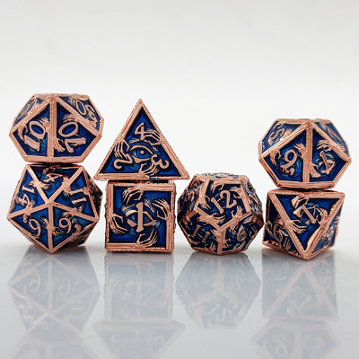 लक्जरी धातु बहुआयामी पासा 8 सक्रिय रंग TRPG Dungeons और ड्रैगन Dnd धातु पासा सेट