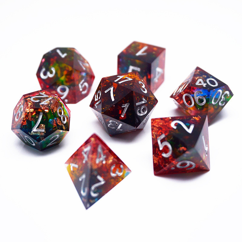 लाल सोने की पन्नी राल पासा सेट हस्तशिल्प कस्टम रंग#Rpg#Dnd#Coc