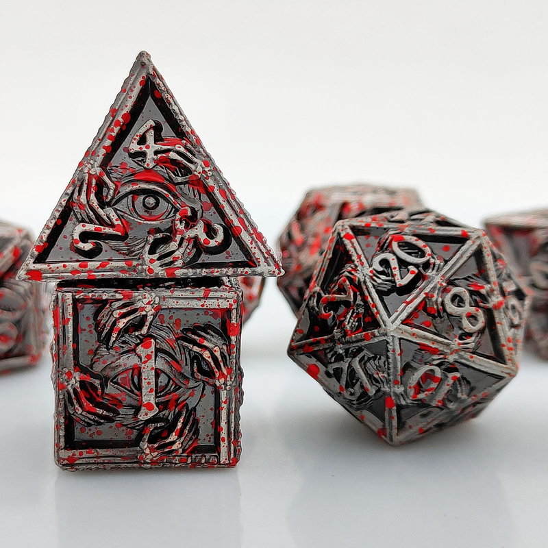 लक्जरी धातु बहुआयामी पासा 8 सक्रिय रंग TRPG Dungeons और ड्रैगन Dnd धातु पासा सेट